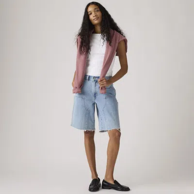 Levi's Baggy Dad Utility Women's Shorts 34 In Blue