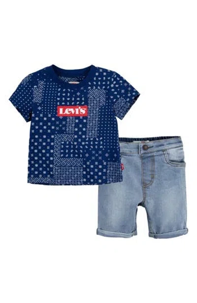 Levi's® Babies'  Bandana T-shirt & Denim Shorts Set In Blue