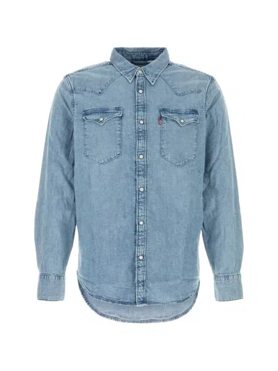 Levi's Barstow Long-sleeved Cotton Denim Shirt In Blue