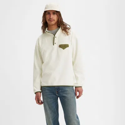 Levi's Barstow Fleece Snap Up Sweatshirt In White