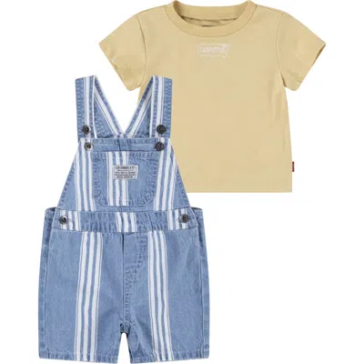 Levi's® Babies'  Batwing T-shirt & Denim Shortalls Set In Blue Sail