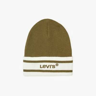 Levi's Beanie With Wordmark Logo In Dark Army Green