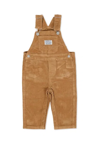 Levi's Beige Dungarees For Baby Boywith Logo In Brown