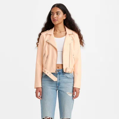 Levi's Belted Faux Leather Moto Jacket In Orange