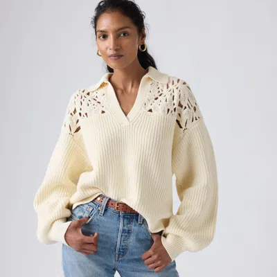 Levi's Bianca Crochet Polo Sweater In Neutral