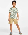 Levi's Levis Big Boys Arch Logo T Shirt Adjustable Waistband Cargo Pocket Shorts Separates In Green