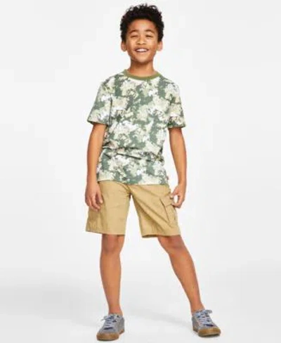 Levi's Kids' Levis Big Boys Arch Logo T Shirt Adjustable Waistband Cargo Pocket Shorts Separates In Green