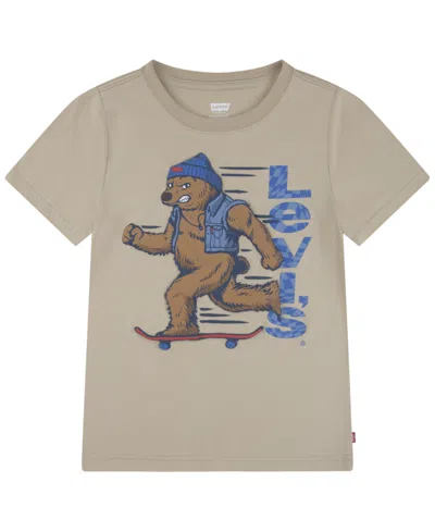 Levi's Kids' Big Boys Bear On The Move T-shirt In Neutral