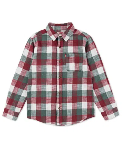 LEVI'S BIG BOYS BUFFALO CHECKERED FLANNEL LONG SLEEVE SHIRT