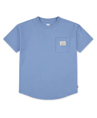 Levi's Kids' Big Boys Curved Hem Patch Pocket T-shirt In Blue