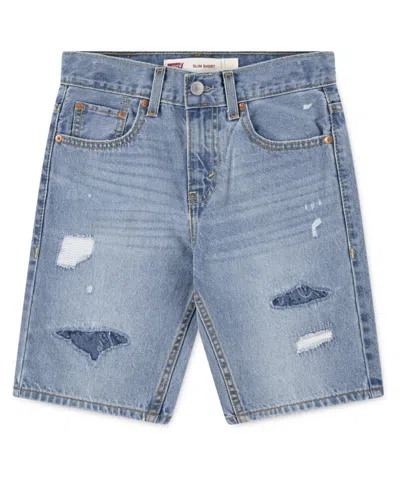 Levi's Kids' Big Boys Destructed Slim Shorts In Blue