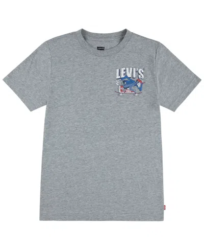 Levi's Kids' Big Boys Skateboarding Skeleton T-shirt In Gray