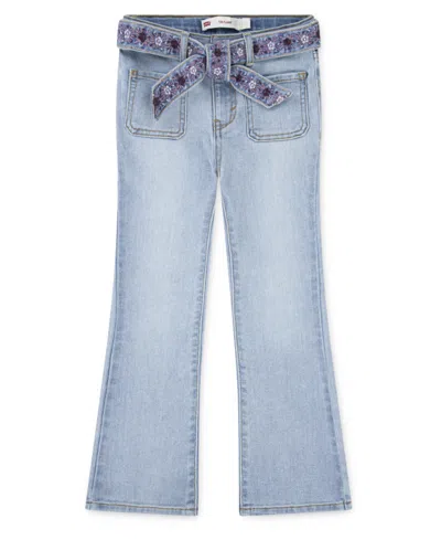 Levi's Kids' Big Girls Embroidered Belt Flared Jeans In Blue