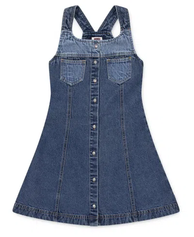 Levi's Kids' Big Girls Flared Tonal Denim Dress In Blue