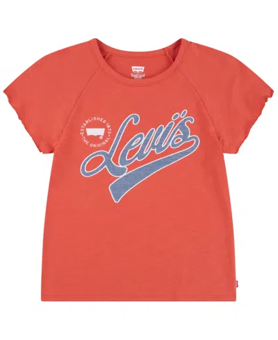 Levi's Kids' Little Girls Flounce Raglan T-shirt In Red