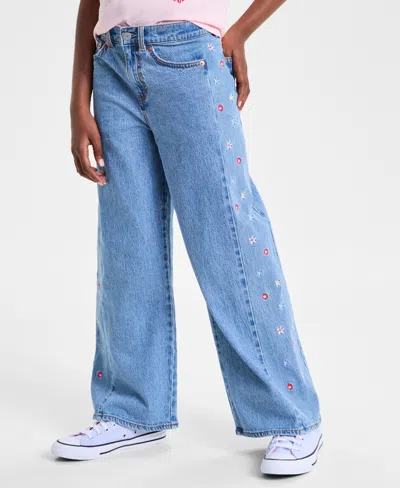 Levi's Kids' Big Girls High Rise Baggy Embroidered Jeans In Blue