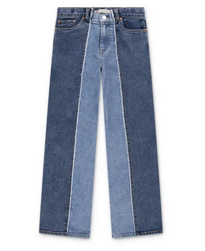 Levi's Kids' Big Girls High Rise Baggy Shade Blocked Jeans In Blue