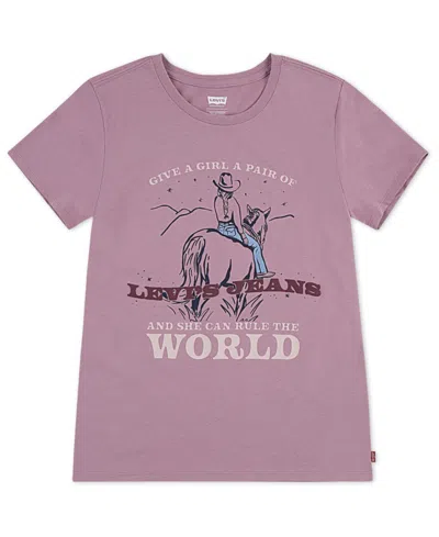 Levi's Kids' Big Girls Rule The World T-shirt In Pink