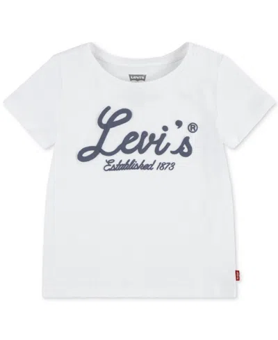 Levi's Kids' Big Girls Script Logo Graphic T-shirt In White