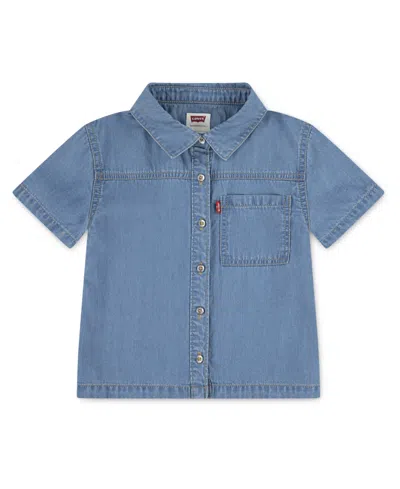 Levi's Kids' Big Girls Short Sleeve Denim Shirt In Blue