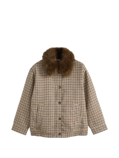 Levi's Billie Faux-fur Collar Houndstooth Jacket In Animal Print