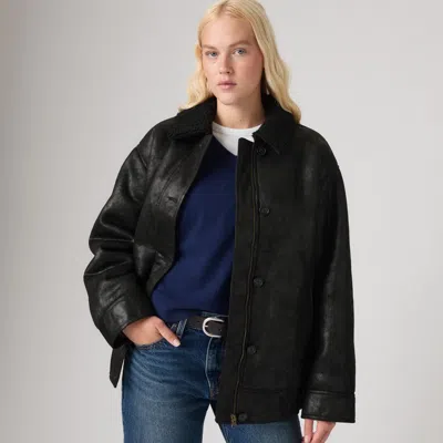 Levi's Billie Warm Sherpa Coat In Anthracite Night