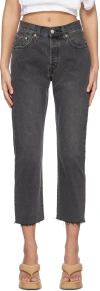 Levi's 501 Cropped Straight-leg High Rise Jeans In Black Sprout