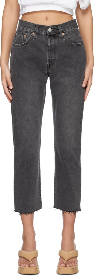 LEVI'S BLACK 501 ORIGINAL CROPPED JEANS