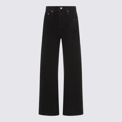 Levi's Black Cotton Ribcage Wide Leg H223 Jeans