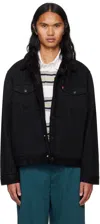 Levi's Black Type Iii Sherpa Denim Trucker Jacket In Berk Sherpa