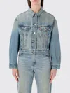 Levi's Cropped Denim Jacket With Button-up Front And Rhinestone Embellishments In Blue