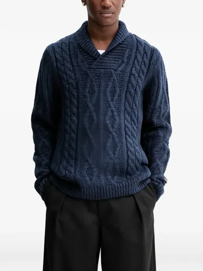 Levi's 케이블 니트 숄 칼라 스웨터 In Blue