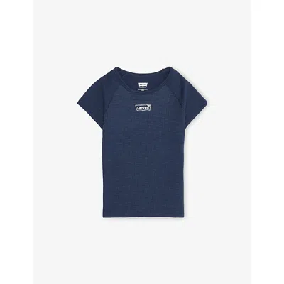 Levi's Kids' Blue Logo-patch Ribbed Knit Top 4-8