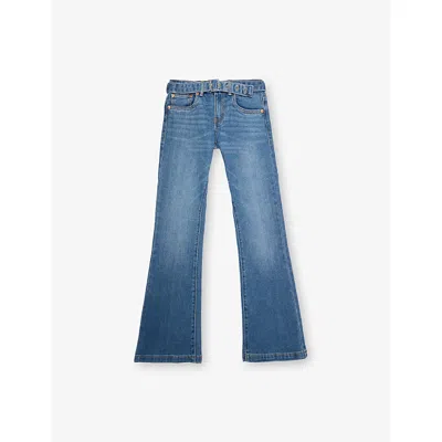 LEVI'S BLUE REGULAR BELTED FLARED DENIM JEANS 10-16