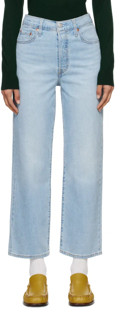 Levi's Blue Ribcage Straight Ankle Performance Cool Jeans In Cool Blue Popsicle