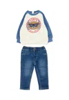 Levi's Blue Suit For Baby Boy With Bear In Animal Print