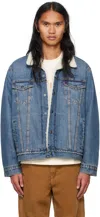 Levi's Blue Type Iii Sherpa Denim Trucker Jacket In Fable Sherpa