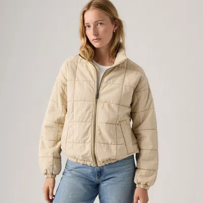 Levi's Box Quilted Relaxed Cotton Jacket In Neutral
