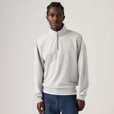 Levi's Boxy Quarter Zip Sweatshirt In Gray
