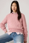 Levi's Boyfriend Cable Crewneck Pullover In Pink