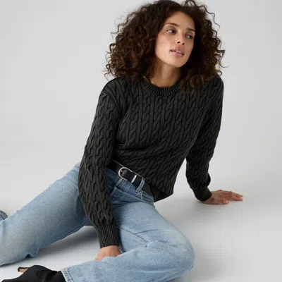 Levi's Boyfriend Cable Crewneck Pullover Sweater In Black