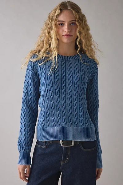Levi's Boyfriend Cable Knit Pullover Sweater In Blue, Women's At Urban Outfitters