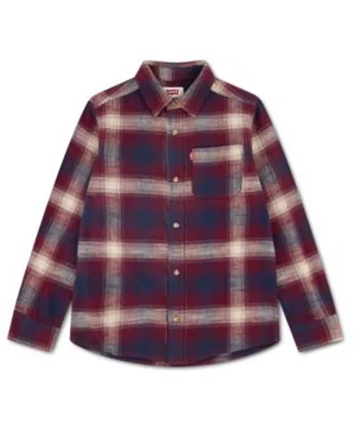 Levi's Kids' Levis Boys 2t 20 Shadow Plaid Long Sleeve Shirt In Tawny Port
