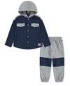 Levi's Boys 2t-4t 2-piece Hooded Shacket Top And Jogger Pants Set In Multi