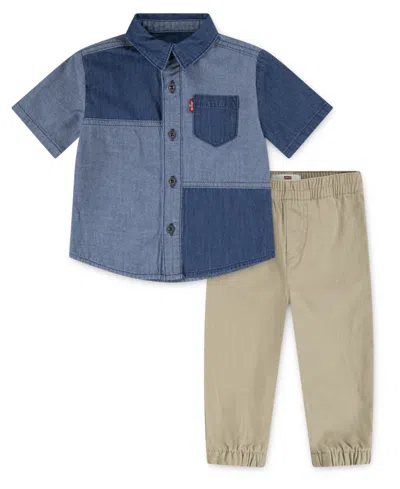 Levi's Kids' Boys 2t-7 Color-blocked Shirt And Jogger Pants, 2-piece Set In Multi