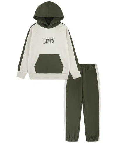 Levi's Kids' Boys' 4-7 Long-sleeve Colorblocked Hoodie And Pants, 2-piece Set In Animal Print