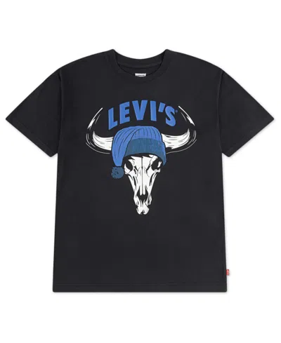 Levi's Kids' Boys 8-20 Festive Steer Head Crewneck T-shirt In Black