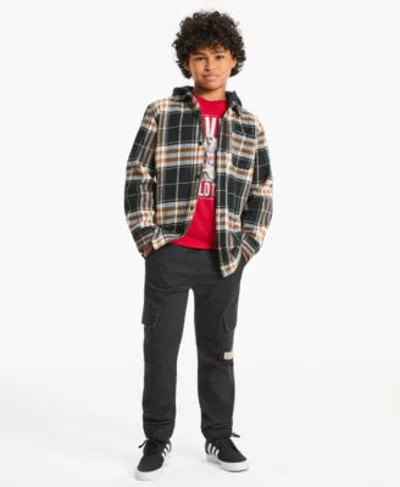 Levi's Kids' Levis Boys 8 20 Polar Bear Print Graphic T Shirt Hooded Plaid Flannel Long Sleeve Shirt Relaxed Fit  In Emboldened