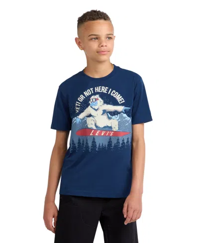 Levi's Kids' Boys' 8-20 Shredding Yeti Graphic Crewneck T-shirt In Blue