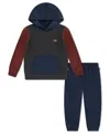 Levi's Boys Toddler 2t-4t 2 Piece Color Block Long Sleeves Hoodie And Joggers Set In Multi
